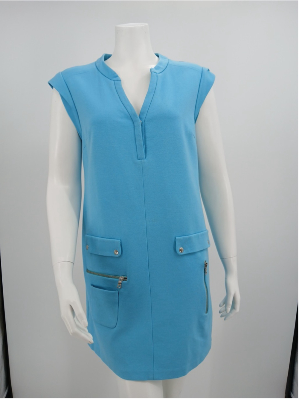 Cynthia Steffe Turquoise Blue Shift Dress Size 8 Pockets Ponte Knit